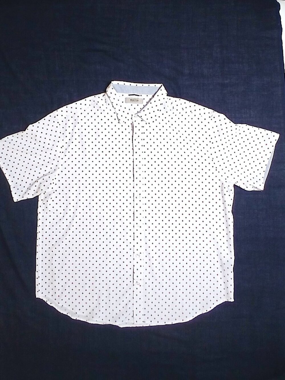 Kenneth Cole Reaction Men’s 3XL White Geometric Stretch Short Sleeve Shirt